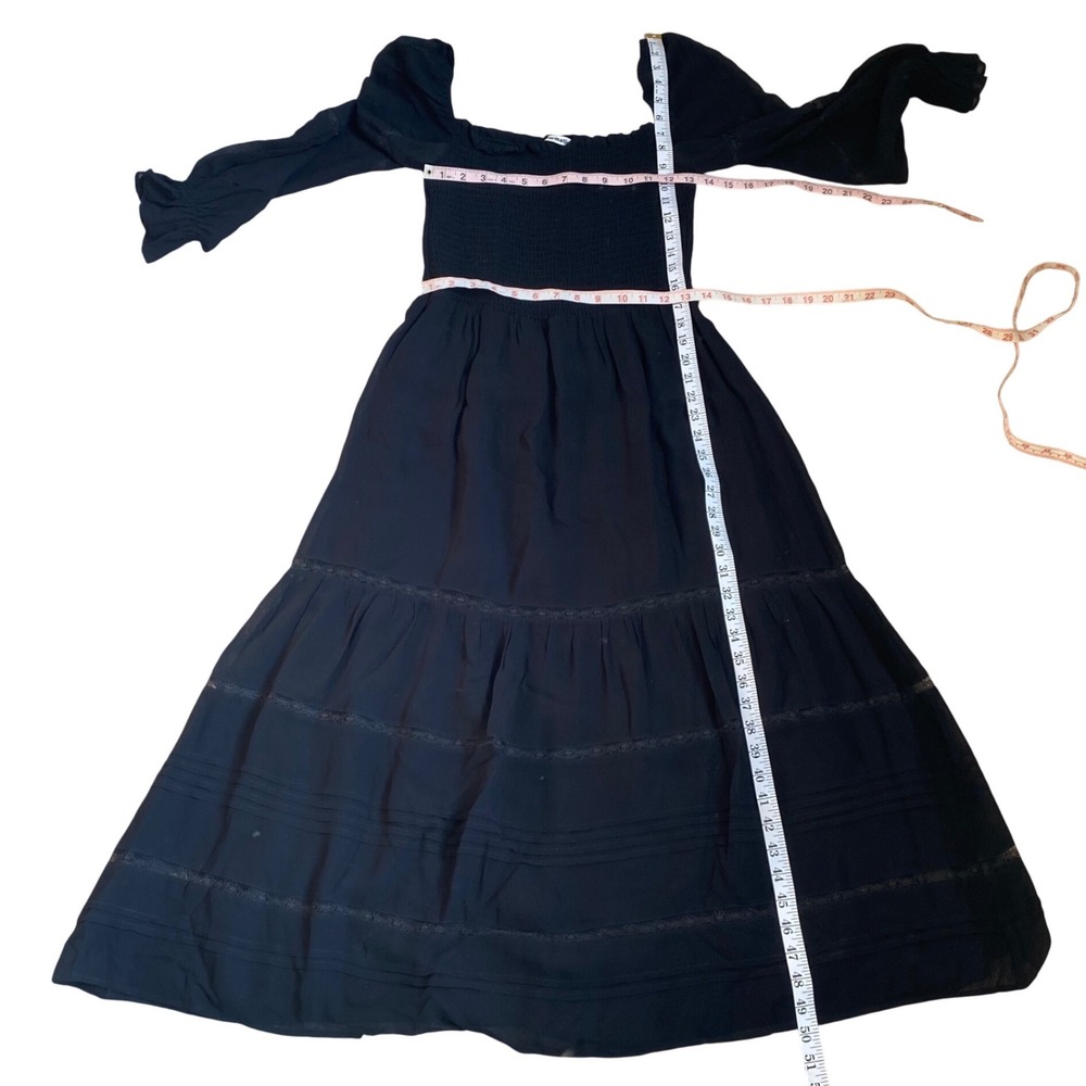 REFORMATION Smocked Square Neck Tiered Midi Dress Size 8 Lace Boho Whimsigoth - Picture 12 of 12